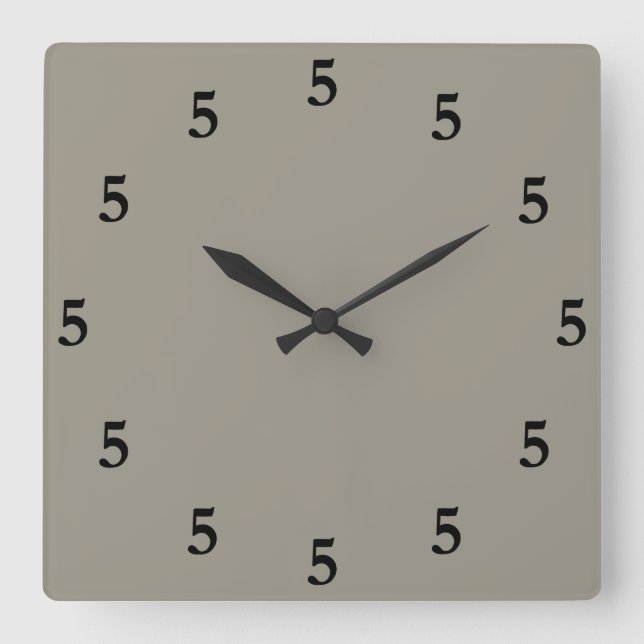 Black Five o'Clock Somewhere, Aluminium Silver Square Wall Clock (Front)