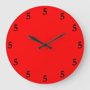 Black Five o'Clock Somewhere on Red Large Clock