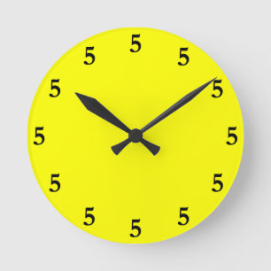 Black Five o'Clock Somewhere on Yellow Round Clock