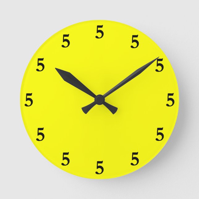 Black Five o'Clock Somewhere on Yellow Round Clock (Front)