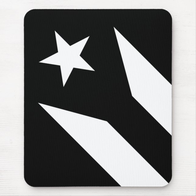 Black flag of Puerto Rico Mouse Mat (Front)