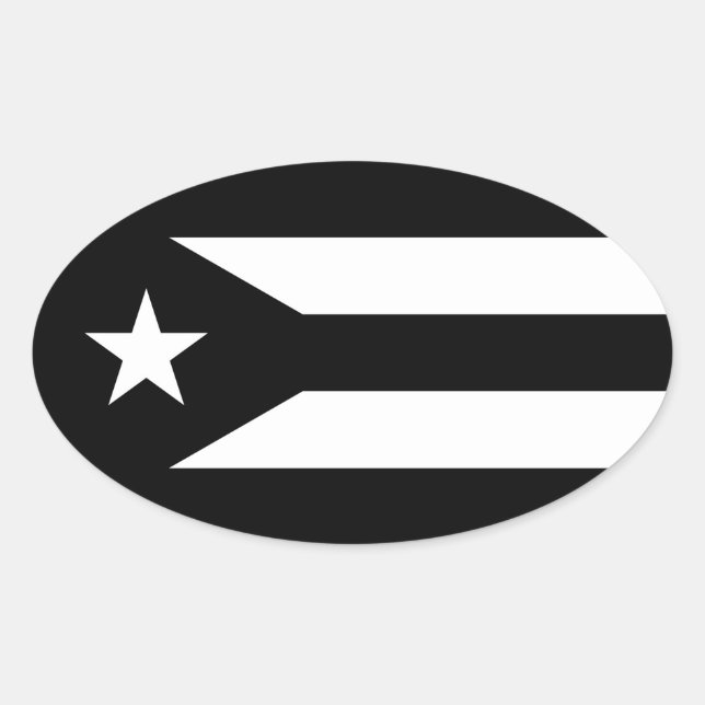 Black flag of Puerto Rico Oval Sticker (Front)
