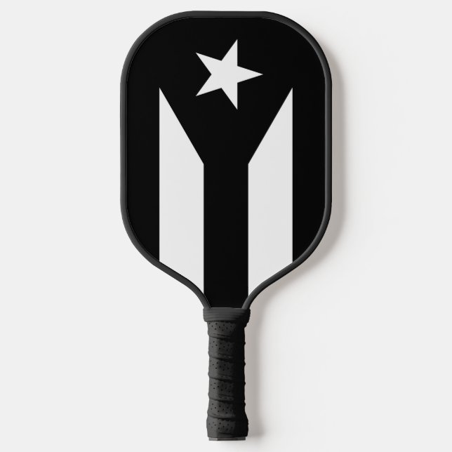 Black flag of Puerto Rico Pickleball Paddle (Front)