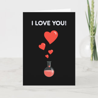 Black Flask Of Hearts I Love You Geek Holiday Card