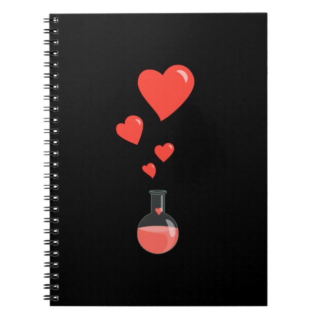 Black Flask Of Hearts Valentine's Day Geek Notebook (Front)