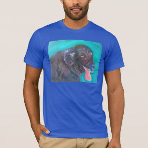 Black Flat Coated Retriever Dog Art T-Shirts
