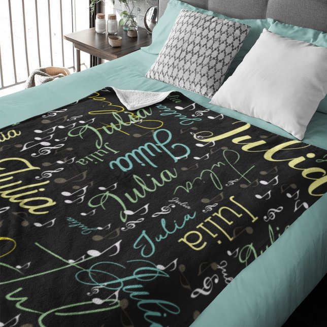 Black Fleece Blanket with Colour Names and Clefs (Creator Uploaded)