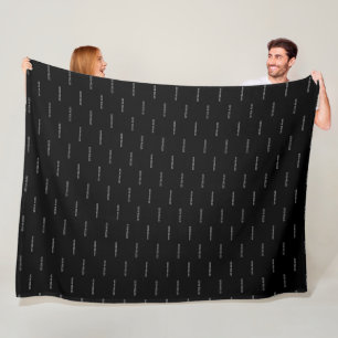 Black Fleece Blanket with Grey Name Repeated 