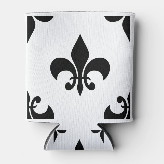 black fleur de lis can cooler (Front)