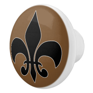 Black Fleur-de-Lis Custom Ceramic Knob