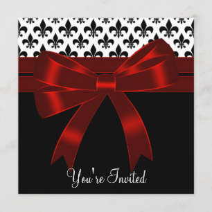 Black Fleur De Lis Party Invitation