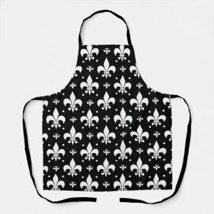 Black Fleur-de-lis Pattern Design  Apron