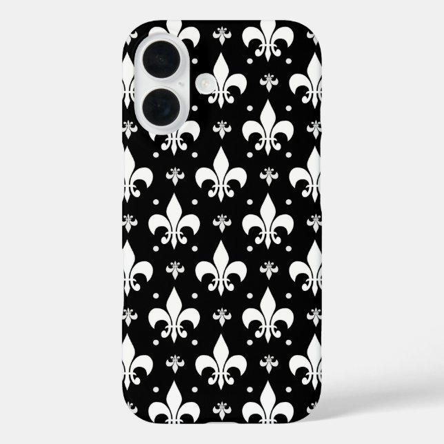 Black Fleur-de-lis Pattern Design  Case-Mate iPhone Case (Back)