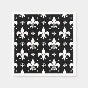 Black Fleur-de-lis Pattern Design  Napkin