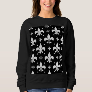Black Fleur-de-lis Pattern Design Sweatshirt
