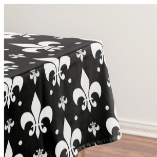 Black Fleur-de-lis Pattern Design Tablecloth