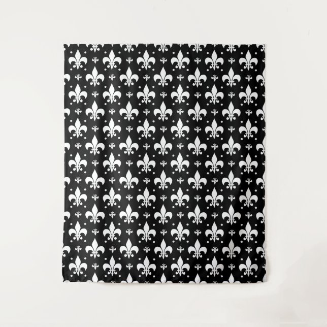 Black Fleur-de-lis Pattern Design  Tapestry (Front)