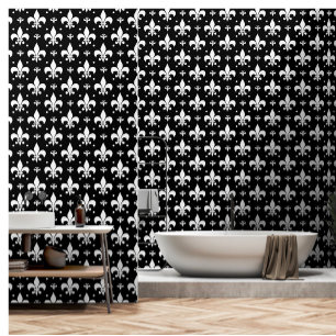 Black Fleur-de-lis Pattern Design Wallpaper