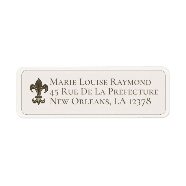 Black Fleur de Lis Return Address Label (Front)
