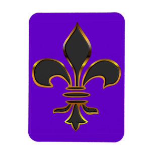 Black Fleur-de-lis Trimmed in Gold Magnet