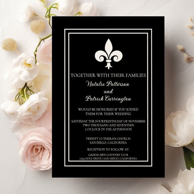 Black Fleur de Lis Wedding Invitation (Black Fleur de Lis Wedding Invitation)