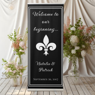 Black Fleur de Lis Wedding Retractable Banner