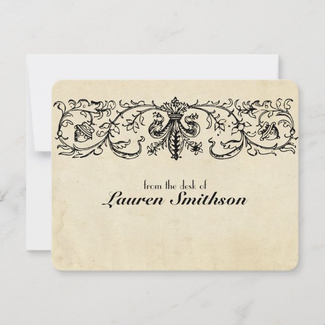 Black Fleur Personalised Notecards (Front)