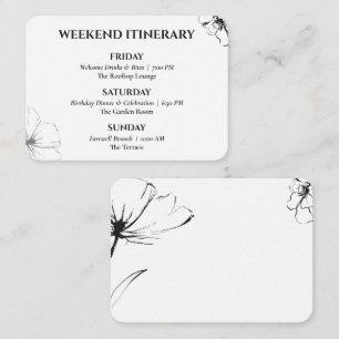 Black Floral 30th Birthday Weekend Itinerary Enclosure Card
