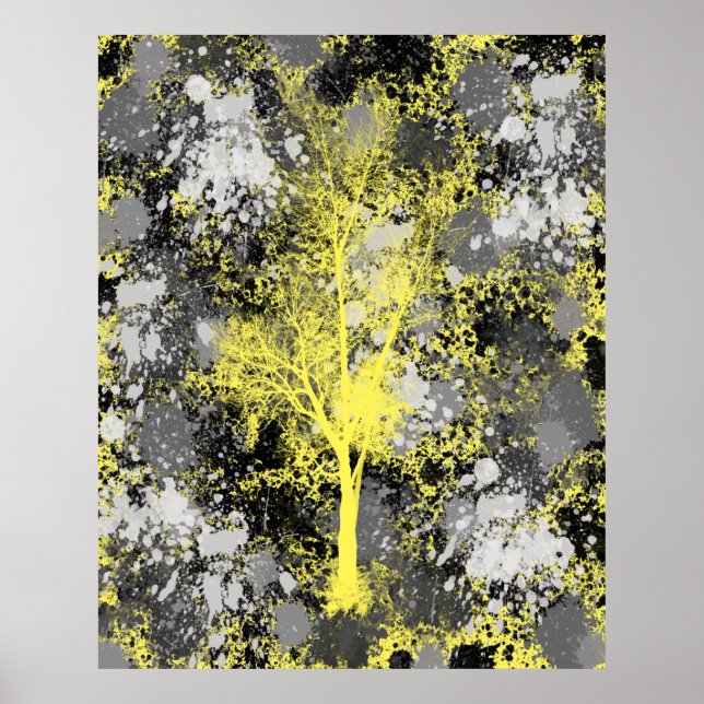 Black Floral Abstract Poster (Front)