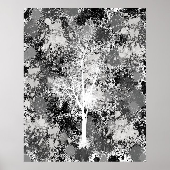 Black Floral Abstract Poster (Front)
