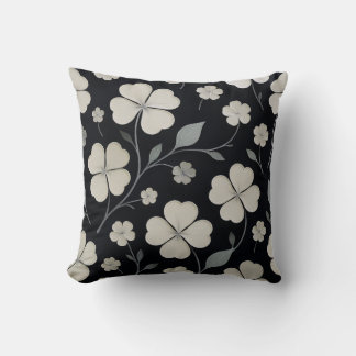 Black Floral Accent Pillow Ai design