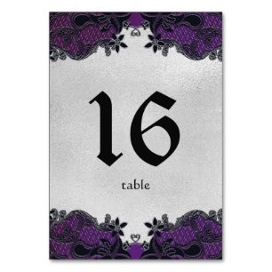 Black Floral and Purple  Table Number