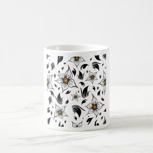 Black Floral Art  Coffee Mug