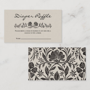 Black Floral Baby Shower Diaper Raffle Card