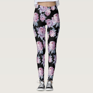 Black Floral Blend Women's Leggings