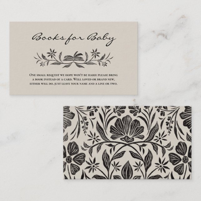 Black Floral Books for Baby Insert Card (Front/Back)