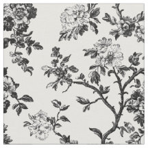 Black Floral Branch Toile Pattern