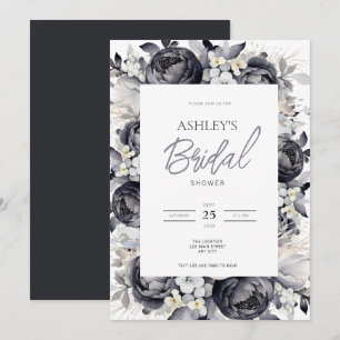 Black Floral Bridal Shower Invitation