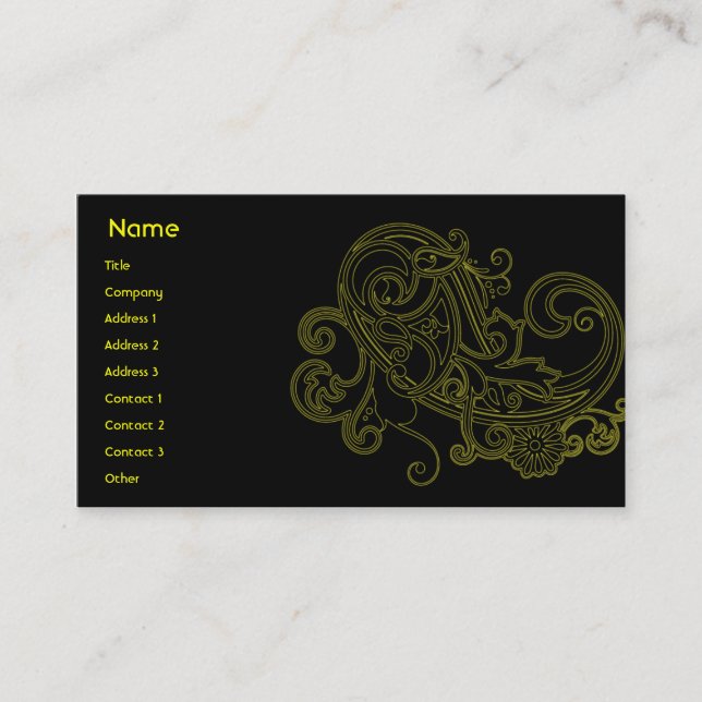 Black Floral - Business Card (Front)