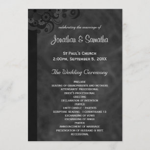 Black Floral Chalkboard Gothic Wedding Programs Programme