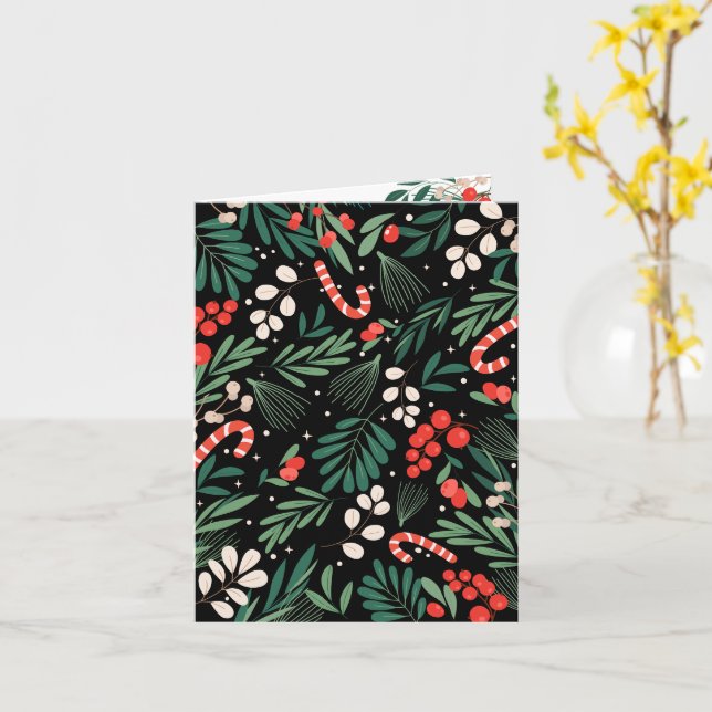 Black floral christmas  card (Yellow Flower)