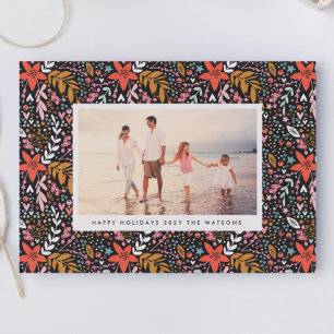 Black Floral Christmas Pretty One Holiday Card