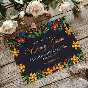 Black Floral Colorful Botanical Spanish Wedding Save The Date