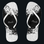 Black Floral & Confetti Glitter | Wedding Flip Flops<br><div class="desc">Bridal Party Flop Shoes ready for you to personalise. 💗This Product is 100% Customisable. Graphics and/or text can be added, deleted, moved, resized, changed around, rotated, etc... ✔(just by clicking on the "EDIT DESIGN" area) ⭐99% of my designs in my store are done in layers. This makes it easy for...</div>