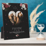 Black Floral Custom Photo Collage gift for Couples Plaque<br><div class="desc">chic pastel personalised "heart Shaped collage" canvas printable contains 2 big photos of artwork. DESIGN TIPS: Customise further to alter text size or font. To order without text,  you can also delete the text and the Love Message</div>