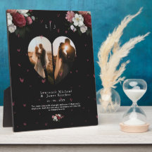 Black Floral Custom Photo Collage gift for Couples