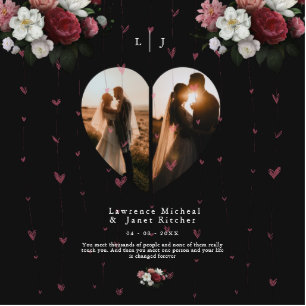 Black Floral Custom Photo Collage gift for her Standing Photo Sculpture