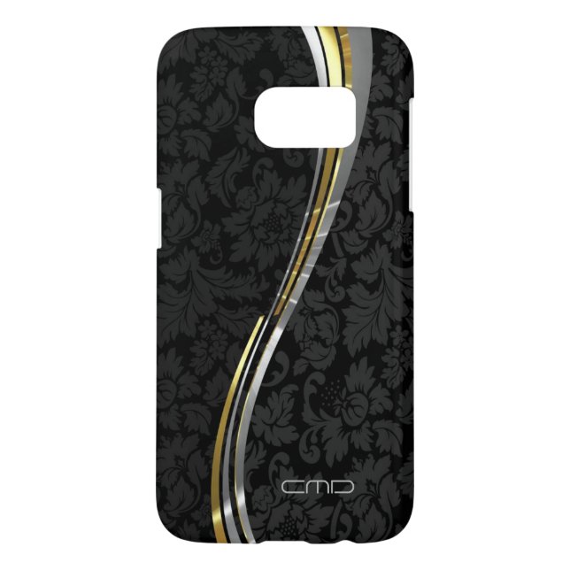 Black Floral Damask Silver Gold Accents Case-Mate Samsung Galaxy Case (Back)