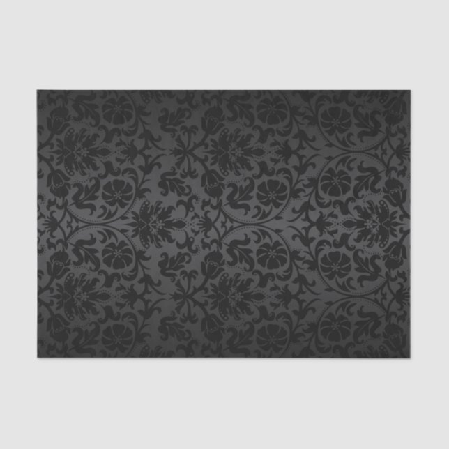 Black Floral Damask Tissue Paper (Front)