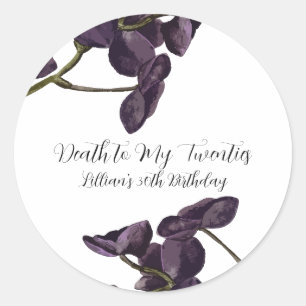 Black Floral Death to Youth Classic Round Sticker